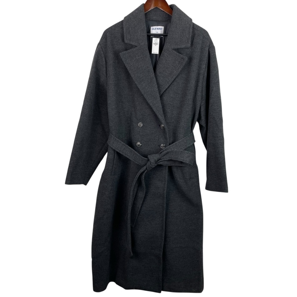 Old Navy | Heather Gray Oversized Belt Tie Long Coat New